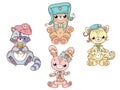 Easter kawaii animals clipart